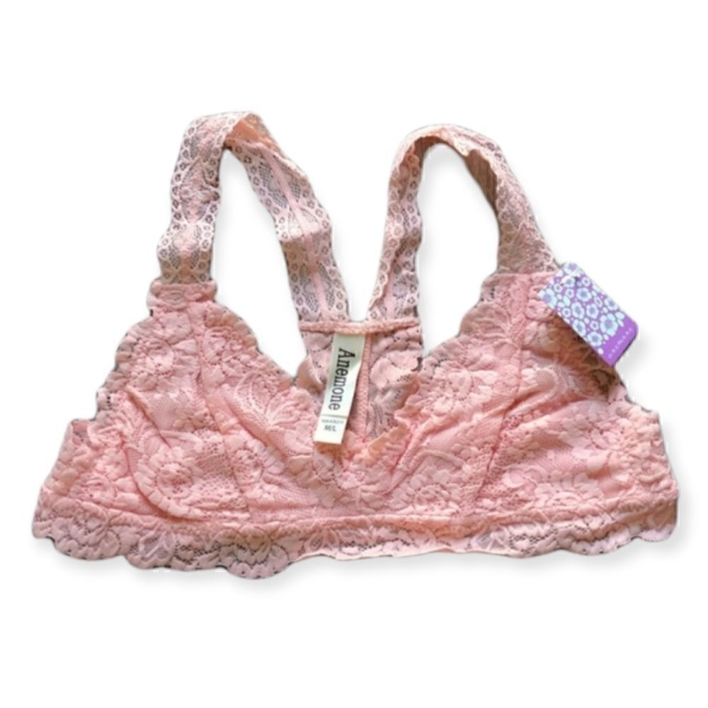 Lace Racer Back Bralette Peach Pink S/M